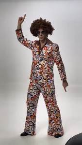 Men Women Retro 70s 80s Hippie Costume Disco Rock Hip-Hop for Cosplay Couples Purim Halloween Party Fantasia Dress Up Outfits