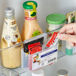 Houseeker Refrigerator Organizer Box Pp Transparent Wall Mounted Storage Rack Fridge Condiments Storage Basket Organizer Case