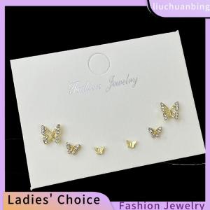 [COD] liuchuanbing Jewellery 6Pcs set Simple Stud Earring Set For Women Butterfly Zircon Earrings Girl Party Wedding Engagement Jewelry Accessories