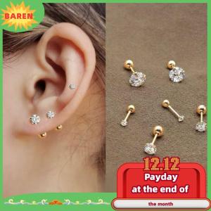 BAREN 1 Piece 4 prong Rhinestone tai đinh tán Bông tai cho phụ nữ nam giới tragus sụn tiêu chuẩn Thùy đồ trang sức quà tặng