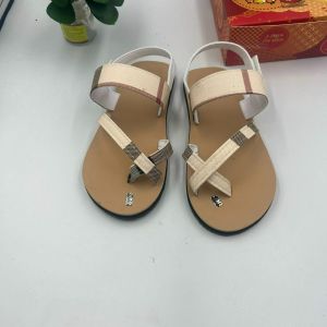 Dép xăng đan đế kem sữa A58 sọc vàng nam nữ ( dép xăng đan học sinh )