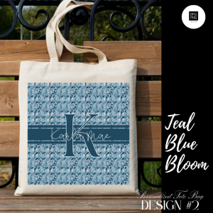 Personalized Tote Bag- Teal Blue Bloom Edition (12x14)