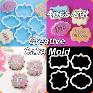 4Pcs/Set Cookie Cutter Frame Set Food Grade Plastic Biscuit Mould Cake Decorating Tools Cookie Mold