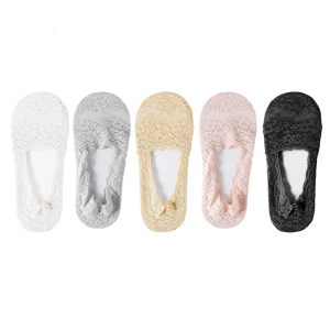 5 cặp vải visco thoáng khí vớ vô hình cho phụ nữ Lớp phủ chống trượt ren Vớ cổ thấp Phụ Kiện Giày giản dị