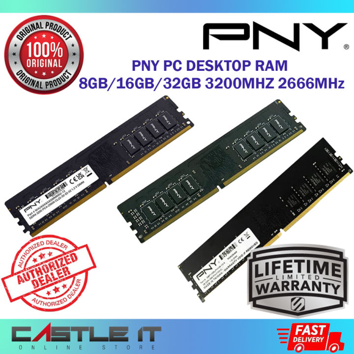 PNY DDR4 32GB 16GB 8GB 3200MHZ 2666MHz PC Desktop Value Memory RAM ...