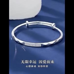 New Fashion Niche Bracelet Push-Pull Silver-Plated Bangle for Women Pure Silver Bracelet Gift