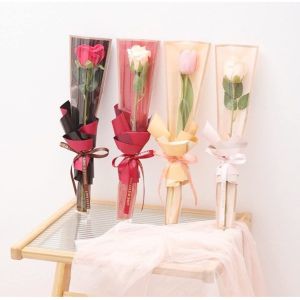 50pcs Single Rose Packaging Bag Transparent Waterproof Flower Floral Wrapper Bouquet Gift Bag