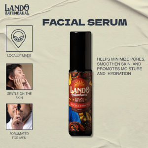 Lando Batumbakal Kinang Mukha Facial Serum for Men - helps improve skins moisture and hydration even out skin tone and heal acne and prevent future breakouts. Non-sticky and quickly absorbs into the skin. Mens skincare. 30ml