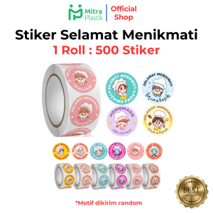 Stiker Label Selamat Menikmati Sticker Roll (500 Pcs) Ucapan Bulat Stiker Tempel Colorfull 25 cm Terima Kasih