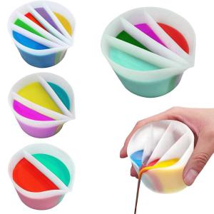 GONUUWGL Multi-Channels Reusable Silicone Epoxy Acrylic Paint Pouring Cup Split Cups Clay Tools Fluid Pour Supplies
