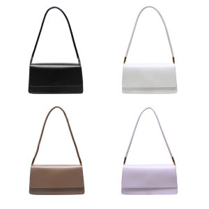 【NEW】Simple Solid Color Women Handbag Tote PU Leather Female Flap Shoulder Bag