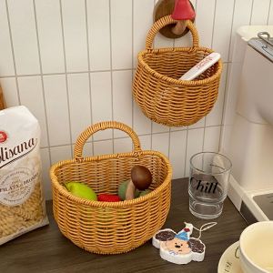 ชั้นเก็บของ ตกแต่ง ตะกร้า ย้อนยุค กันความชื้นและระบายอากาศได้ ใช้งานได้จริง กันฝุ่น ถัก ห้องครัว