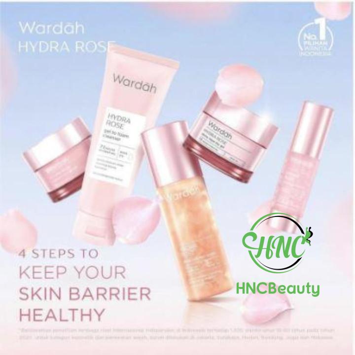 WARDAH Hydra Rose Dewy Aqua Day / Moisture Rich Night Day Gel To Foam Cleanser Petal Infused Toner Serum Dewy Skin Starter Kit