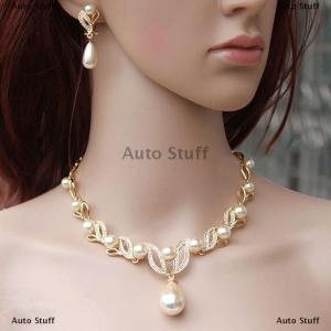 [COD] Auto Stuff ชุดเครื่องประดับต่างหูสร้อยคอดอกไม้ไข่มุกเทียมสำหรับผู้หญิง3ชิ้นชุดเครื่องประดับวันแต่งงานปาร์ตี้ของขวัญวันหยุด-8916