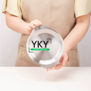Stainless steel double ear disc fried chicken snack plate Stainless steel plate Western food inventory heart plate plate