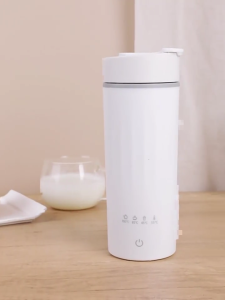 Teko Listrik สแตนเลสพกพาขนาด400มล. พร้อมฉนวนกันสองชั้นสำหรับถ้วยหม้อต้มน้ำร้อนที่ปลอดภัย