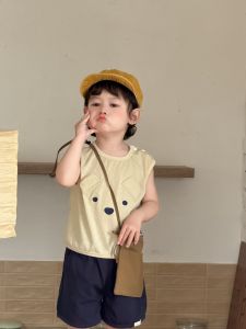 Baby summer clothing lightweight childrens bear outfit for summer 2026 Korean-style childrens clothing boys short-sleeve shorts set