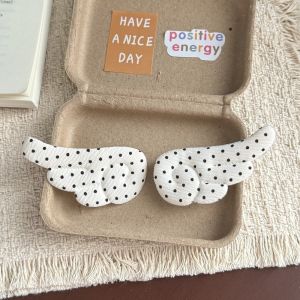 1 Pairs Sweet Polka Dot Angel Wings Hair Clips Japanese Style White Duckbill Bangs Hairpin Harajuku Side Hair Barrettes Women h2610