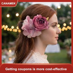 【CANAMEK】 Hoa hồng màu hồng hoa tóc Clip Cổ Tích kẹp tóc cho phụ nữ bên đám cưới đơn giản hàng ngày tóc trang trí nội thất