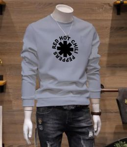 Bisa COD Sweater Keren Crewneck Elegan Kaos Pria Trendy Sweatshirt Kasual Sweter Baju Cowok Red Hot