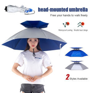 Stock Payung Topi Outdoor Foldable Head Umbrella Travel Fishing Cap Anti Rain Sun UV Protection Hat Head-mounted Umbrella