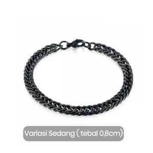 Gelang titanium hitam rantai premium pria cowo GGTTH