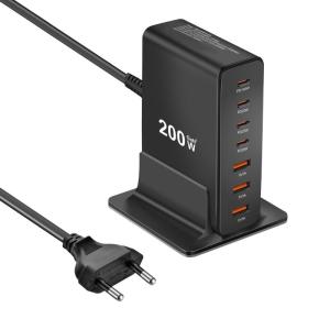 Multiple Devices Charging Brick Hub 7 Port Desktop USB Type C PD Fast Chargers Block 200W for Phone