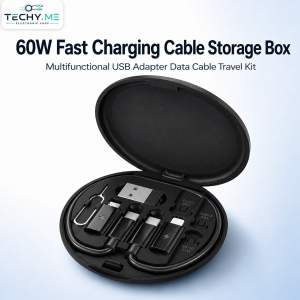 60W Fast Charging Cable Storage Box | Multifunctional USB Adapter Data Cable Travel Kit