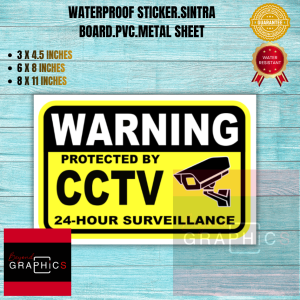 Beyond Graphics CCTV Protected By Warning Sign PVC Sticker Metal Sheet Waterproof