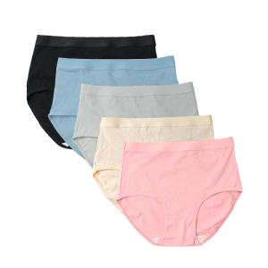 FallSweet 5PCS Panties For Ladies High Waist Panty 100% Cotton Comfort Underwear Seamless Solid Color Panties Women Plus Size Briefs M-XXXL