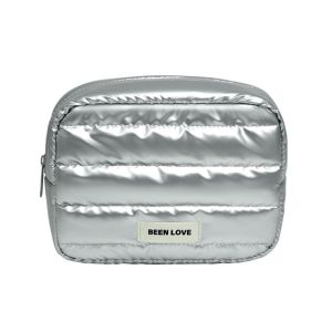 IFFINE Solid Color Puffy Makeup Bag Large Capacity Down Skincare Storage Bag Portable Zipper Travel Quilted Toiletry Bag