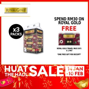 Royal Gold Luxurious (White) Box Facial Tissue 3PLY (110s x 4) x 3 Packets