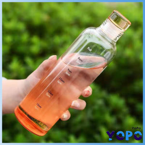 YoPo 500ml Plastic Bottle Portable Colorful/Transparent Creative Time Mark Water Cup