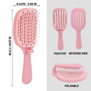 Travel Foldable Hair Brush Self-cleaning Portable Pocket Hair Brush Wet Dry Hair Hairbrush Anti-Static Massage Comb Hairstyling Supplies