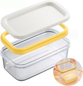 Butter Slicer Cutter Stainless Steel Butter Cutter Slicer Stick Butter Cutter Container for Fridge Easy Cutting Two 4oz Sticks Butter