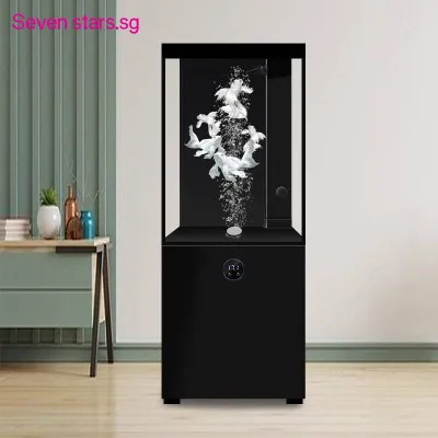 Yupin Space 2025 New Model Side Table Ultra White Glass Bottom Filter Goldfish Tank No Water Change Needed Floor-Standing Living Room Aquarium
