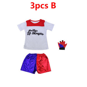 Womens Harley Quinn Costume Adult Children Suicide Squad Halloween Cosplay Kit