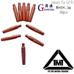 GUANGTONG Contact Tip 1.2mm M6x40mm Isi 10 pcs Type Panasonic Kontak Tip Stang Mig Welding Co Torch 200A 350A 500A GMAW F
