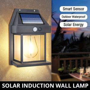 PROMO 1 pasang Lampu Dinding Solar Sensor Gerak Lampu Taman Solar Lampu Hias Tembok Tenaga Surya Matahari Outdoor Light