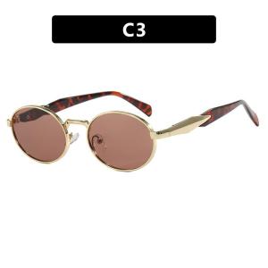 JN IMPRESSION New European and American Oval Metal Sunglasses Sunglasses Fashion Street Snap High Sense Anti UV Sunglasses for Women