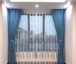 Rèm cửa sổ chống nắng phòng ngủ màu xanh dương Monaco Luxury