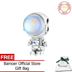 BAMOER Cute Astronaut Charms 925 Sterling Silver Original Design Pendant Fit for Basic Bracelet Women Sterling Silver Jewelry BSC578