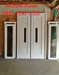 IPK KUSEN PINTU LENGKAP JENDELA KACA KANAN KIRI BAHAN MERANTI BAYUR PL