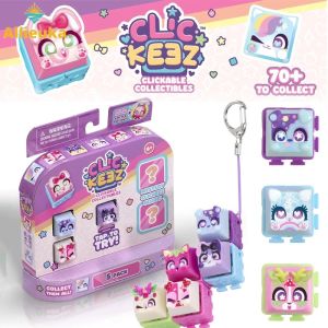 Allieuka Click Keez Toy Clickable Keyboard Keychain Blind Box Clickeez Fidget Pendant for Kids Brithday Gift