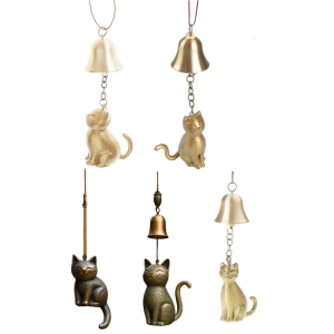 Bronze Finish Kitten Shape Wind Chimes with Durability Nylon Cords Perfect Gift for Kitten Lover Home Decoration