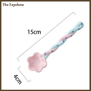 [The Fayshow] 1Pc Long Handle Spoon Cute Ice Cream Hand Painted Dessert Spoon with Long Handle Kitchen Tableware Accessories