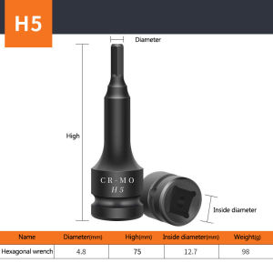 1/2 inch Impact Hex Socket Bit Hexagonal Wrench Socket Bit Wrenches Adapter Drive Socket Wrench Adapter Spanner Set