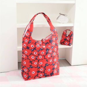 🌸 มาเห่อยัยน้องง ช็อปปิ้งแบค ลดโลกร้อน ลายดอกไม้ แบบมีกระเป๋าแยกเก็บ ขนาดตอนกางออก 40×40×13 cm ผ้าหนา กันน้ำได้