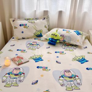 Alls Wonderland Disney Stitch Toy Story Pooh Bedsheet with Garter Fittedsheet Mattress Protective Cover Single Queen King Bedsheet