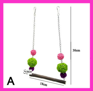🇸🇬 Natural Rope and Wood Bird Swing Parakeet Chew Toy